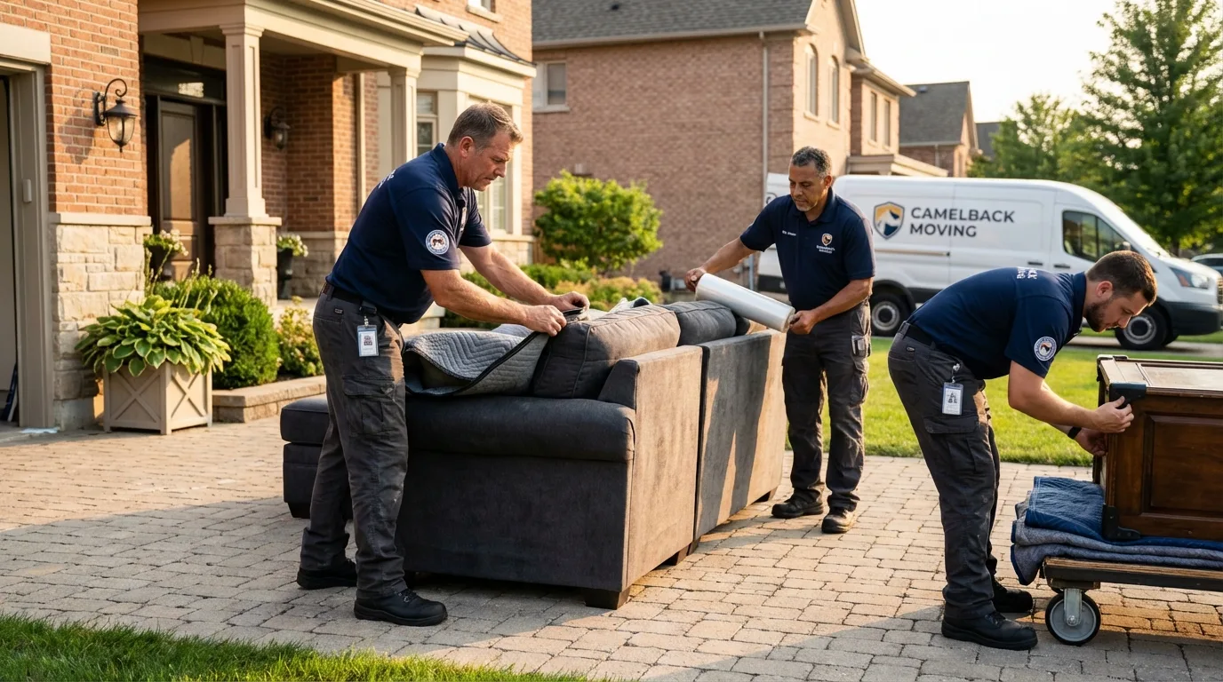 Large estate moving crew wrapping furniture in Caledonia, MN