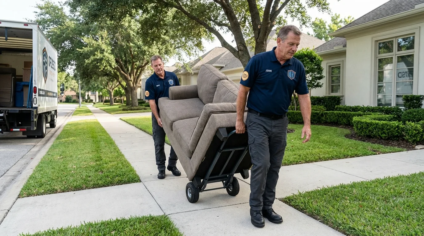 Local residential moving crew loading furniture in Caledonia, MN